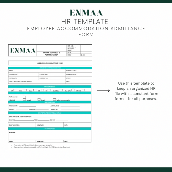 Accommodation Admittance Form - استمارة قبول السكن