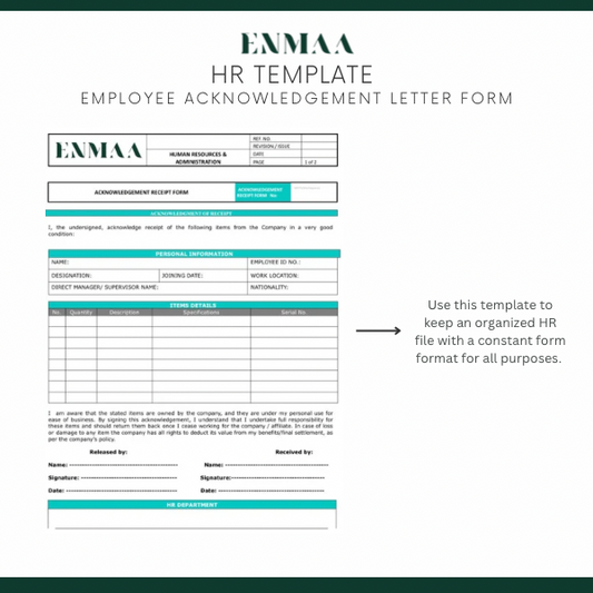 Acknowledgement Receipt - نموذج اقرار استلام