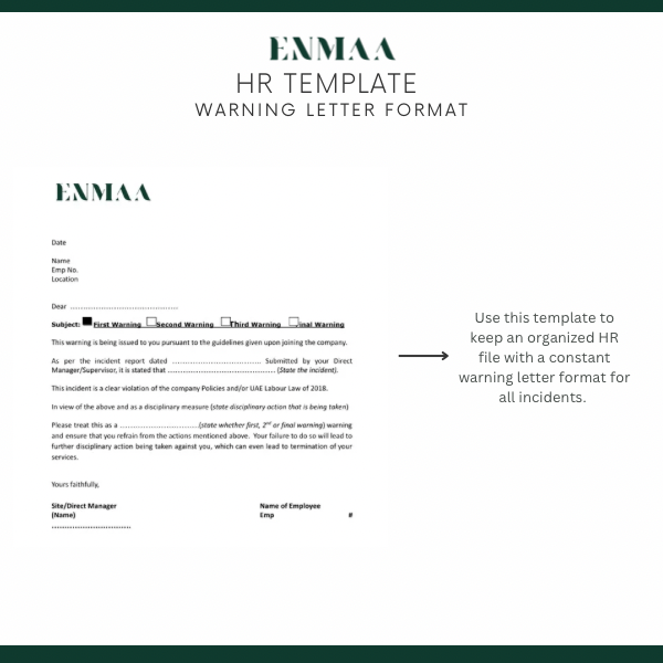 Warning Letter Form - نموذج رسالة تحذير