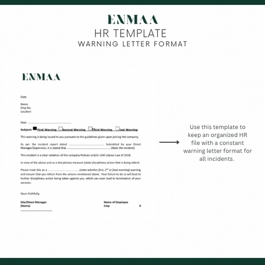 Warning Letter Form - نموذج رسالة تحذير