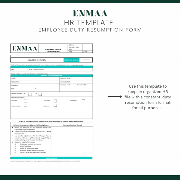 Employee Resumption Form - نموذج استئناف الموظف