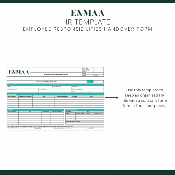 Handover of Responsibilities Form - نموذج تسليم المسؤوليات